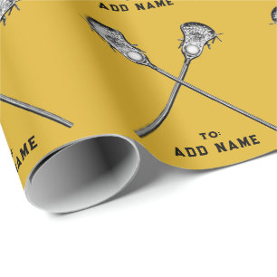 Gold Lacrosse Gift Wrapping Paper
