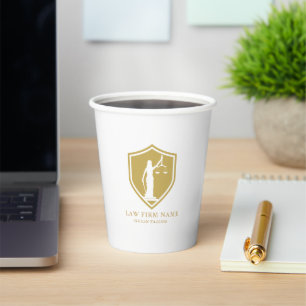Gold Lady Justice Logo Custom text Paper Cups