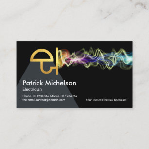 Gold Lamp Electrically Charged Colourful Lightning Business Card