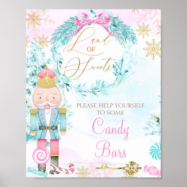 Gold Land of Sweets Nutcracker Birthday Sign (Front)