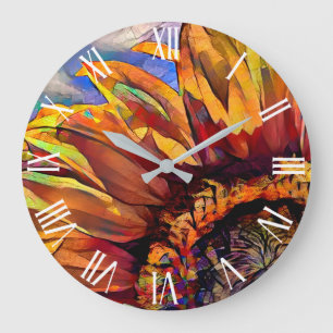 Gold Large Sunflower Elegant Collection Clock