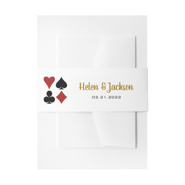 Gold Las Vegas Casino Card Suits Wedding Invitation Belly Band (Front Example)
