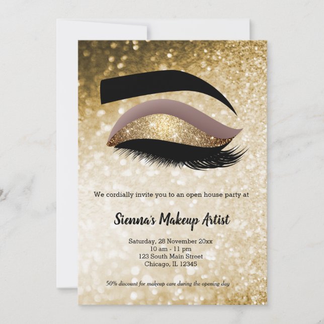 Gold Lashes Eye Invitation (Front)