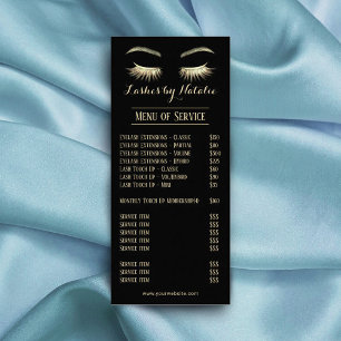 Gold Lashes Eyelash Makeup Artist Salon Price List Rack Card