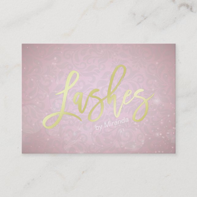 Gold Lashes Script Pink Damask Makeup Appointment (Front)