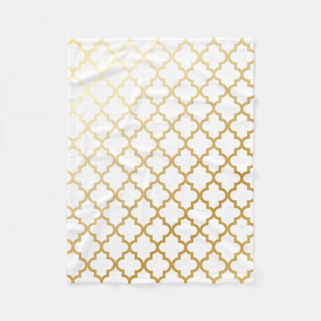 Gold Lattice Moroccan Pattern Fleece Blanket (Front)