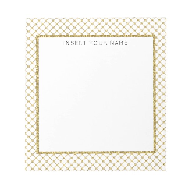 Gold Lattice Personalised Notepad 5.5" x 6" (Front)