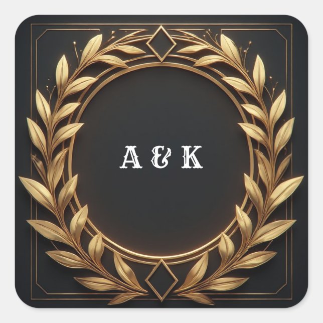 Gold Laurel Emblem Arch  Square Sticker (Front)