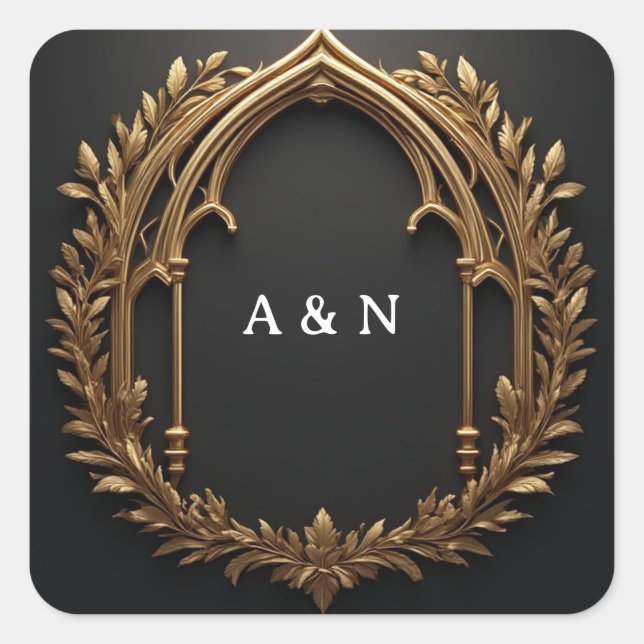 Gold Laurel Emblem ✨ Square Sticker (Front)