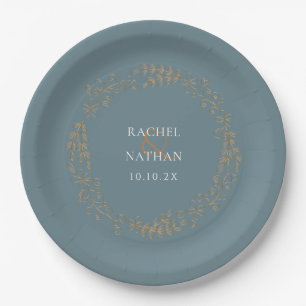 Gold Laurel Garland Personalised Paper Plate