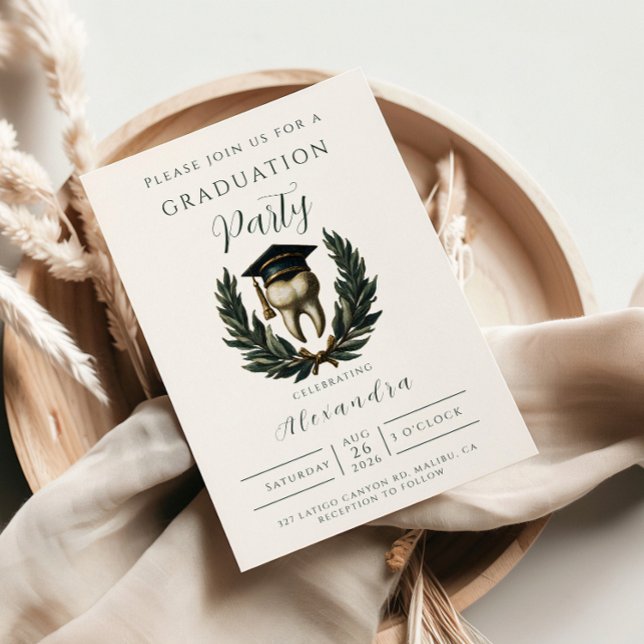 Gold Laurel Tooth Graduation Party Invitation (Creator Uploaded)