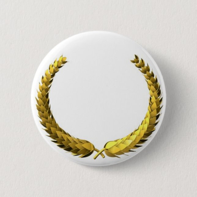 Gold Laurel Wreath 6 Cm Round Badge (Front)