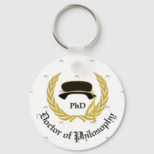 Gold Laurel Wreath Beefeater PhD Graduation Cap Key Ring