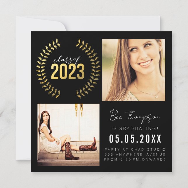 Gold Laurel Wreath Class of 2023 Graduate Photo Announcement (Front)