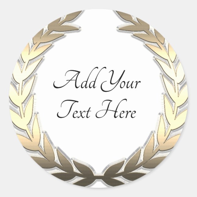 Gold Laurel Wreath  Classic Round Sticker (Front)