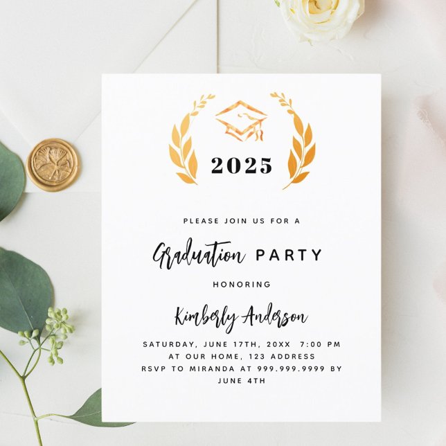 Gold laurel wreath Graduation Party invitation (Creator Uploaded)