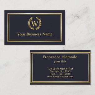 GOLD LAUREL WREATH INITIAL LOGO BUSINESS CARD