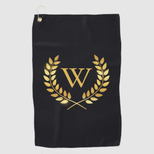 Gold Laurel Wreath Monogram Golf Towel