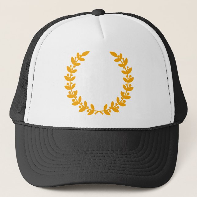 gold laurel wreath vector trucker hat (Front)