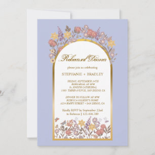 Gold Lavender Elegant Wedding Rehearsal Dinner Invitation