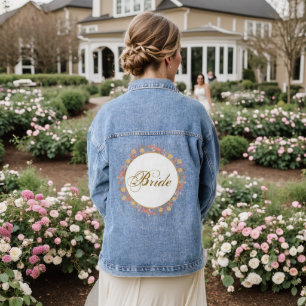 Gold Lavender Flowers Floral Chic Elegant Wedding Denim Jacket