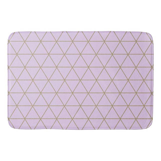 Gold Lavender Geometric Triangles Boho Glam Bath Mat (Front)