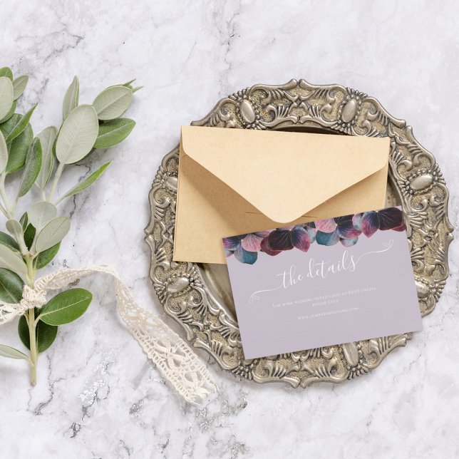 Gold Lavender Hydrangeas Wedding Details Website Enclosure Card (Creator Uploaded)