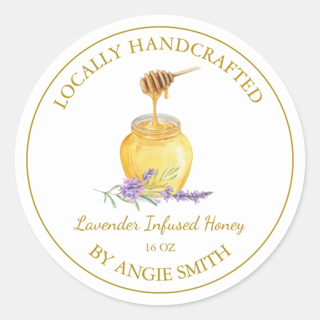 Gold Lavender Infused Honey Label | White (Front)