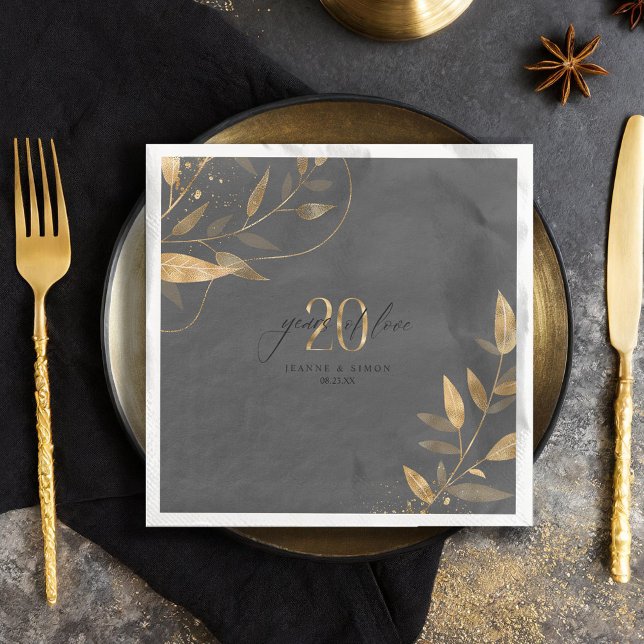 Gold Leaf 20th Anniversary Years of Love ID1169 Napkin (Creator Uploaded)