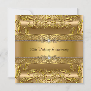 Gold Leaf 50th Wedding Anniversary Invite