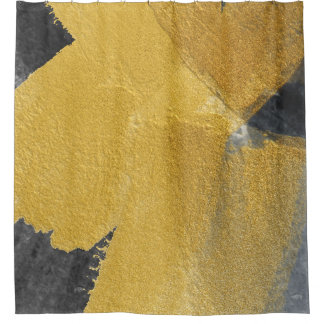Gold leaf, abstract black design shower curtain