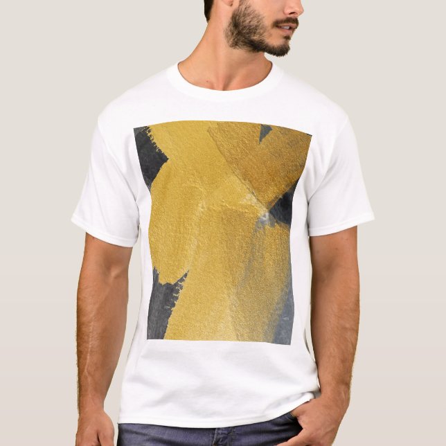 Gold leaf, abstract black design T-Shirt (Front)