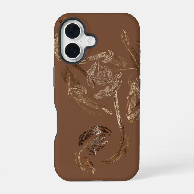 gold leaf abstract rose iPhone 16 case (Back)