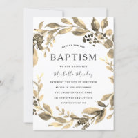 Gold Leaf Boy Girl Wreath Baptism Christening