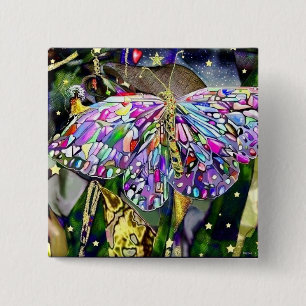 Gold Leaf Butterfly 15 Cm Square Badge