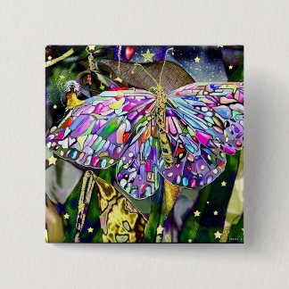 Gold Leaf Butterfly 15 Cm Square Badge