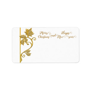 Gold Leaf Christmas Mailing Address Label