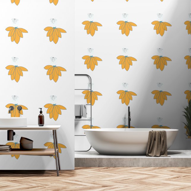 Gold Leaf Clusters Wallpaper (Bathroom)