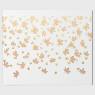 Gold Leaf Confetti on Clear Background Wrapping Paper