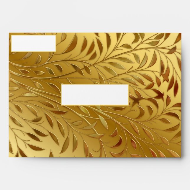 Gold Leaf, Embossed Look Foil, Elegant Envelope (Front)