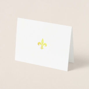 Gold Leaf Fleur-de-Lis Folded Note Card
