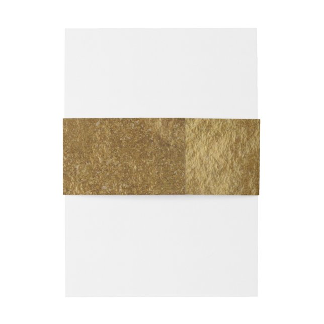 Gold Leaf Foil Look Modern Chic Elegant Wedding Invitation Belly Band (Back Example)