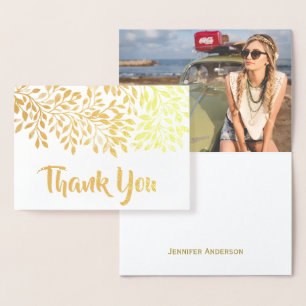 Gold Leaf Foil Thank You with Photo and Signature Card