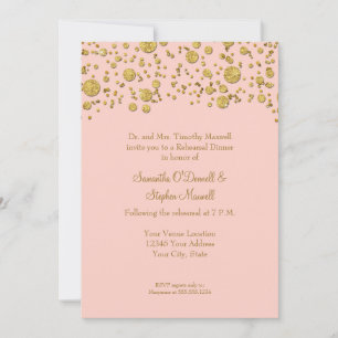 Gold Leaf Glitter Confetti Dots Elegant Rehearsal Invitation