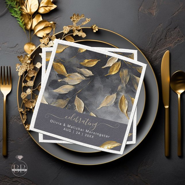 Gold Leaf Impasto Noir  Napkin (Creator Uploaded)