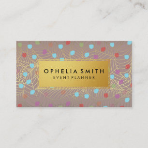 Gold Leaf Line art Colorful Brush Specks Business Card