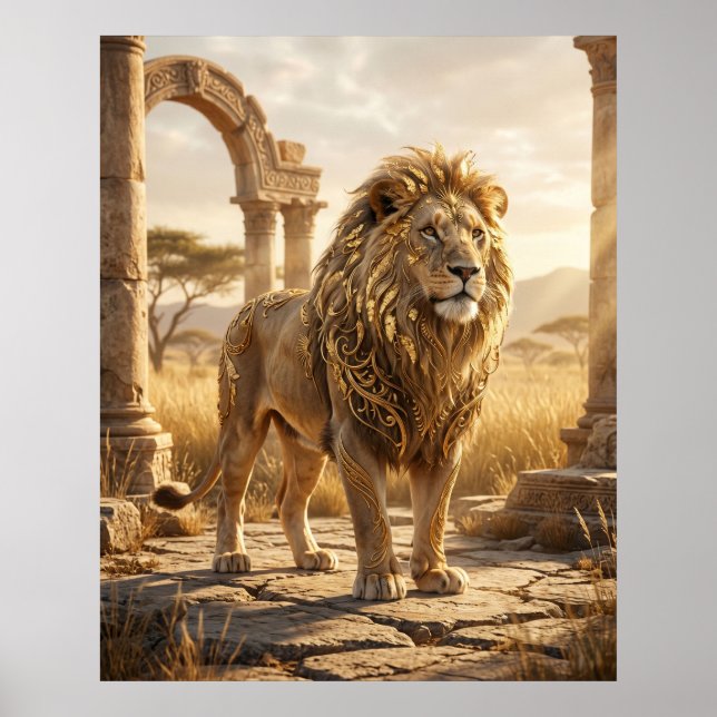 Gold Leaf Lion Ruins Poster (Front)