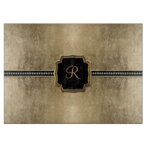 Gold Leaf Look Fleur de Lis Faux Vintage Jewel Cutting Board