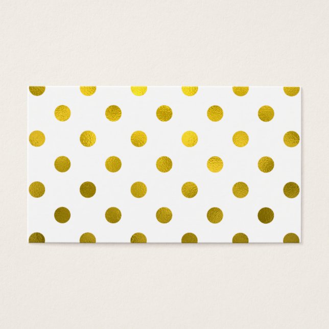 Gold Leaf Metallic Faux Foil Large Polka Dot White (Front)