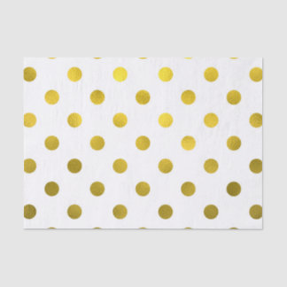 Gold Leaf Metallic Faux Foil Large Polka Dot White Tissue Paper